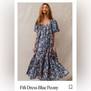 Fifi Blue Peony Maxi Dress